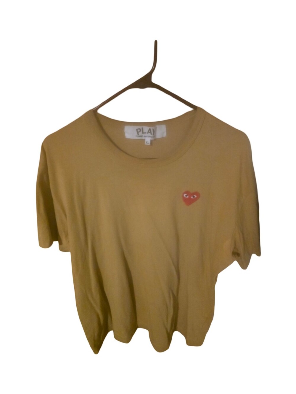 Comme des Garcons PLAY Mustard Tee with Red Heart Patch
